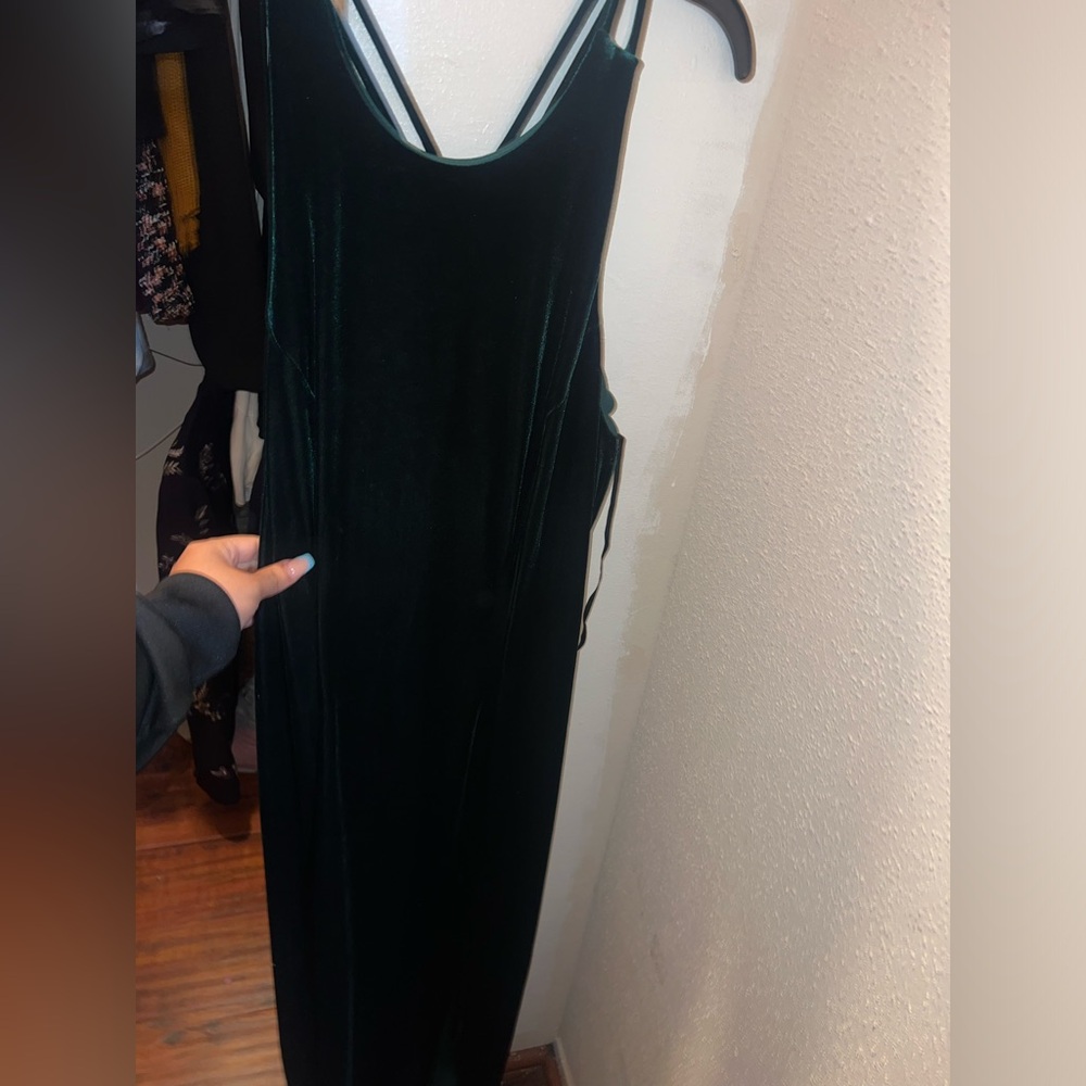 Faviana Green velvet dress